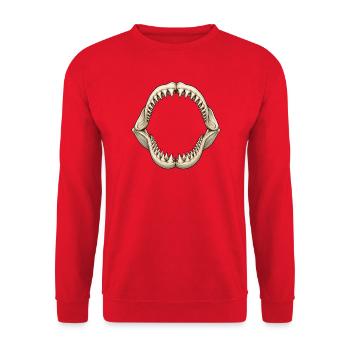 Shark Denture Motif Ocean Diving Sea Life - Unisex Sweatshirt - red - Front - Alina (178cm) & Michal (187cm)