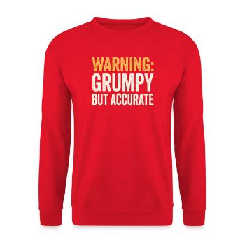 Attention: More grumpy, but more apt and funny - Unisex Sweatshirt - red - Front - Alina (178cm) & Michal (187cm)