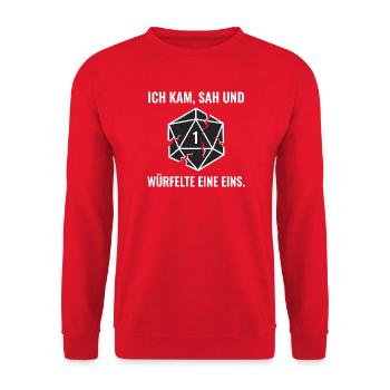 Pen and Paper Würfel - Lustiges RPG Tabletop - Unisex Pullover - Rot - Vorne - Alina (178cm) & Michal (187cm)