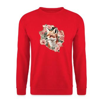 Fuchs mit Rosen - Unisex Pullover - Rot - Vorne - Alina (178cm) & Michal (187cm)