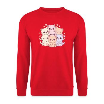 Pastel Cat Gang - Unisex Sweatshirt - red - Front - Alina (178cm) & Michal (187cm)