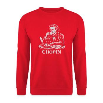 Chopin Coffee Portrait Vintage Line Art - Unisex Sweatshirt - red - Front - Alina (178cm) & Michal (187cm)