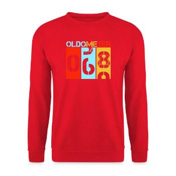 Oldometer 68 Retro 69th Birthday Milestone - Unisex Sweatshirt - red - Front - Alina (178cm) & Michal (187cm)