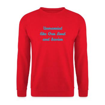 Unmarried Like Our Lord - Unisex Sweatshirt - red - Front - Alina (178cm) & Michal (187cm)