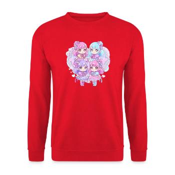 Pastell Kawaii Quartett - Unisex Pullover - Rot - Vorne - Alina (178cm) & Michal (187cm)