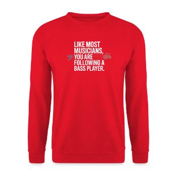 Bassist Following A Bass Player Band Bassspieler - Unisex Sweatshirt - red - Front - Alina (178cm) & Michal (187cm)