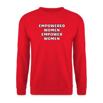 Befähigte Frauen stärken Frauen - Unisex Pullover - Rot - Vorne - Alina (178cm) & Michal (187cm)