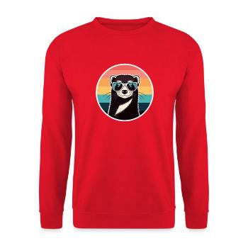 Retro-Otter-Regenbogenbrille - Unisex Pullover - Rot - Vorne - Alina (178cm) & Michal (187cm)