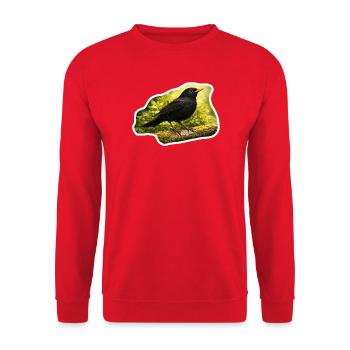 Blackbird on moss-covered branch - nature photo look - Unisex Sweatshirt - red - Front - Alina (178cm) & Michal (187cm)