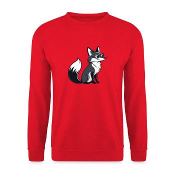 Schwarz-Weiß Cooler Fuchs mit Sonnenbrille - Unisex Pullover - Rot - Vorne - Alina (178cm) & Michal (187cm)