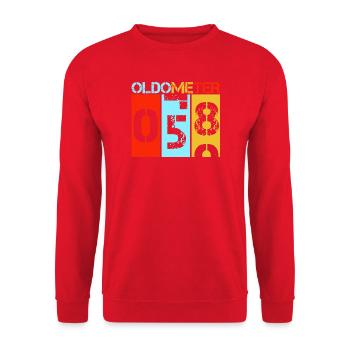 Oldometer 58 Retro Vintage Birthday Level Up - Unisex Sweatshirt - red - Front - Alina (178cm) & Michal (187cm)