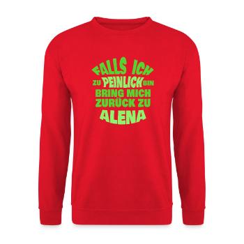 Geschenk für Alena - Unisex Pullover - Rot - Vorne - Alina (178cm) & Michal (187cm)