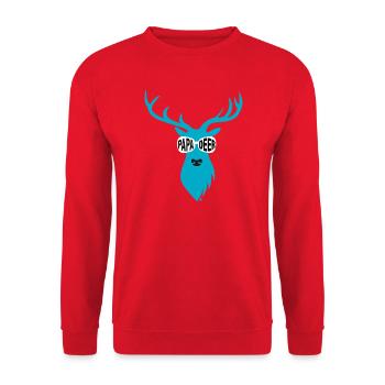 Dad Deer with Sunglasses - turquoise - Unisex Sweatshirt - red - Front - Alina (178cm) & Michal (187cm)