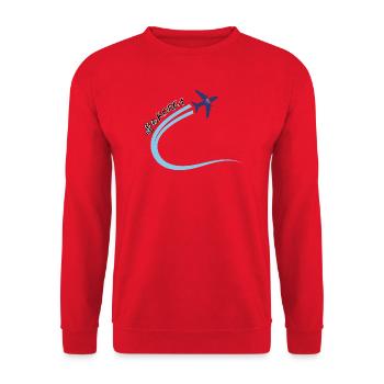 Off to Korea Airplane Travel Design South Korea - Unisex Sweatshirt - red - Front - Alina (178cm) & Michal (187cm)