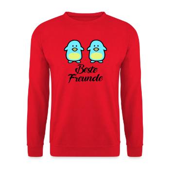 Pinguine Beste Freunde - Unisex Pullover - Rot - Vorne - Alina (178cm) & Michal (187cm)