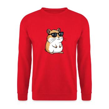 Coole Hamster Dunkle Brille - Unisex Pullover - Rot - Vorne - Alina (178cm) & Michal (187cm)