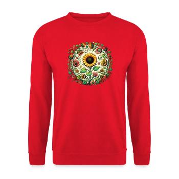 Sunflower Circular Mandala - Unisex Sweatshirt - red - Front - Alina (178cm) & Michal (187cm)