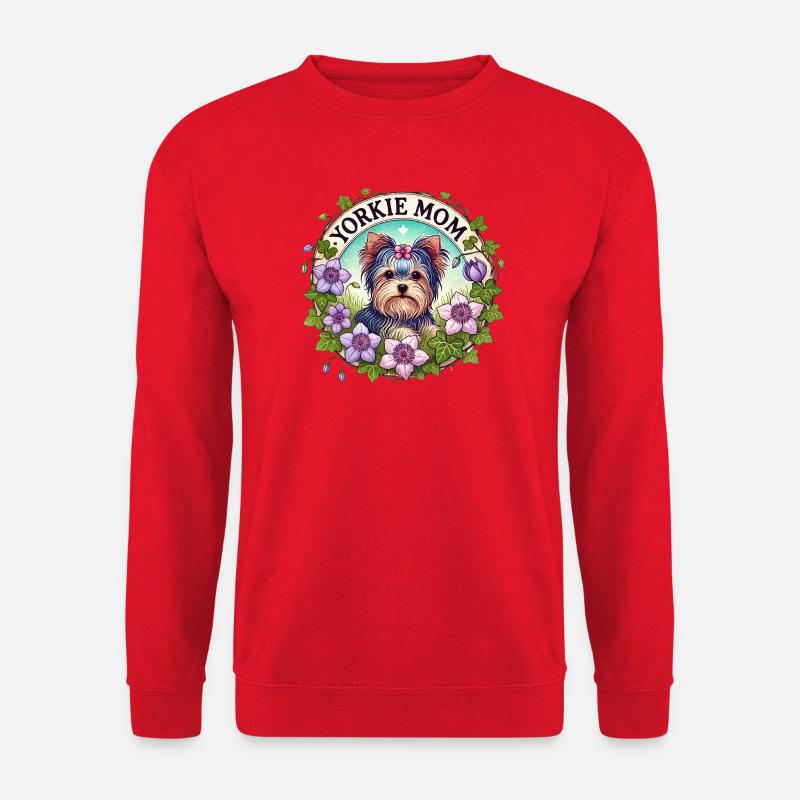 Yorkie Mom Blumenkreis - Unisex Pullover - Rot