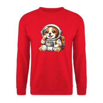 Cute Beagle Astronaut Space Explorer Cartoon - Unisex Sweatshirt - red - Front - Alina (178cm) & Michal (187cm)
