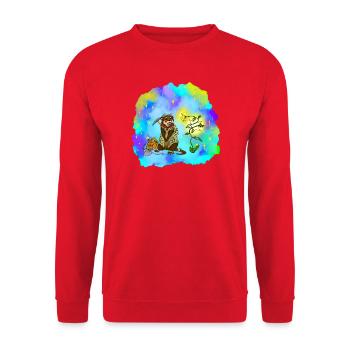 Loutre Chercheuse Stellaire - Sweat-shirt Unisexe - rouge - Devant - Alina (178cm) & Michal (187cm)