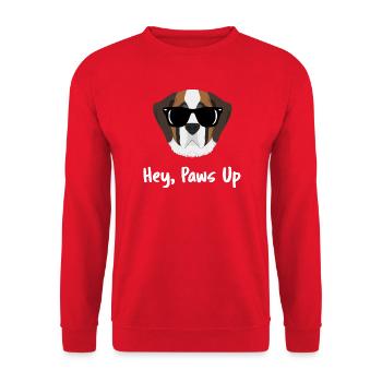 Cool Saint Bernard Sunglasses Paws Up Dog - Unisex Sweatshirt - red - Front - Alina (178cm) & Michal (187cm)