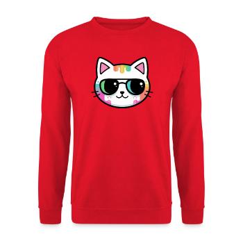 Regenbogen-Minimalistische Katzen-Schwarzbrille - Unisex Pullover - Rot - Vorne - Alina (178cm) & Michal (187cm)