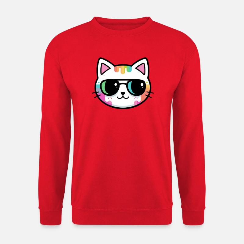 Regenbogen-Minimalistische Katzen-Schwarzbrille - Unisex Pullover - Rot