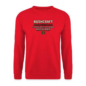 Bushcraft Wissen Outdoor Survival Weisheit - Unisex Pullover - Rot - Vorne - Alina (178cm) & Michal (187cm)