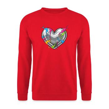 Metal heart with color shower - Unisex Sweatshirt - red - Front - Alina (178cm) & Michal (187cm)