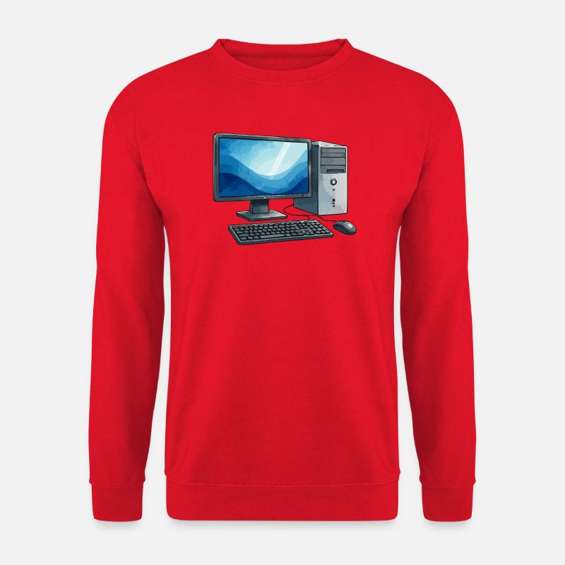 Retro PC Arbeitsstation Illustration - Unisex Pullover - Rot