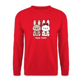 Joyeuse Pâques Chemise de Couple de lapins mignons - Sweat-shirt Unisexe - rouge - Devant - Alina (178cm) & Michal (187cm)