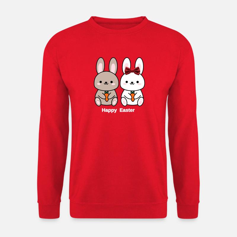 Frohes Ostern süßes Hasen-Paar-Shirt - Unisex Pullover - Rot