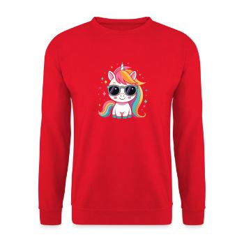 Licorne arc-en-ciel lunettes soleil - Sweat-shirt Unisexe - rouge - Devant - Alina (178cm) & Michal (187cm)