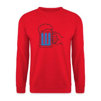 Tenir la main une chope de bière Santé - Sweat-shirt Unisexe - rouge - Devant - Alina (178cm) & Michal (187cm)
