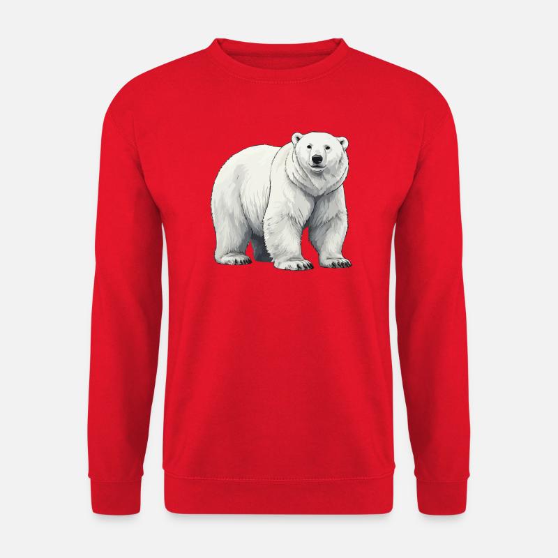 Polar Bär Illustration Graustufen - Unisex Pullover - Rot