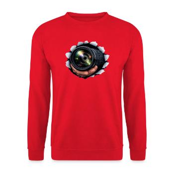 Lens von Ripped T-Shirt - Unisex Pullover - Rot - Vorne - Alina (178cm) & Michal (187cm)