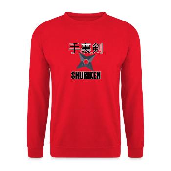 Shuriken 手裏剣 – Japanese Ninja Star  - Unisex Pullover - Rot - Vorne - Alina (178cm) & Michal (187cm)