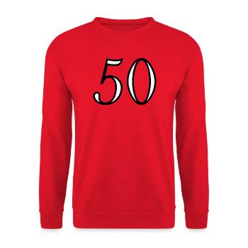 50. 50 YEARS. 50th ANNIVERSARY. 50 YEARS ANNIVERSARY. - Unisex Sweatshirt - red - Front - Alina (178cm) & Michal (187cm)
