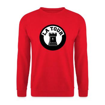 Logo La Tour Pièce d'Échecs Style Emblème Cercle - Sweat-shirt Unisexe - rouge - Devant - Alina (178cm) & Michal (187cm)