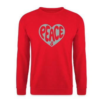 Peace Herz mit Peacezeichen - Unisex Pullover - Rot - Vorne - Alina (178cm) & Michal (187cm)
