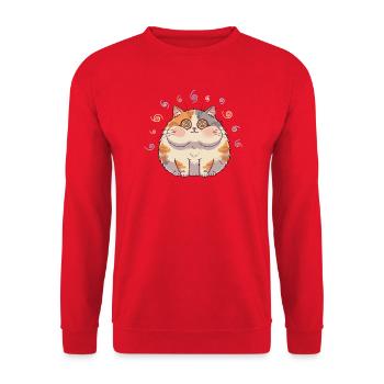 Katzenspirale Flauschiges Lächeln - Unisex Pullover - Rot - Vorne - Alina (178cm) & Michal (187cm)