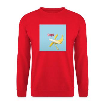 Oops Banane Humor Lustiges Rutsch Motiv - Unisex Pullover - Rot - Vorne - Alina (178cm) & Michal (187cm)