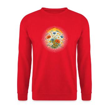 Colorful Wildflowers Retro Sun Rainbow Design - Unisex Sweatshirt - red - Front - Alina (178cm) & Michal (187cm)