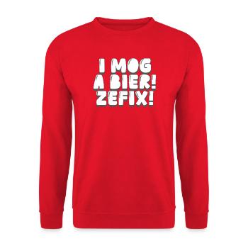 I mog a beer! zefix! - Unisex Sweatshirt - red - Front - Alina (178cm) & Michal (187cm)