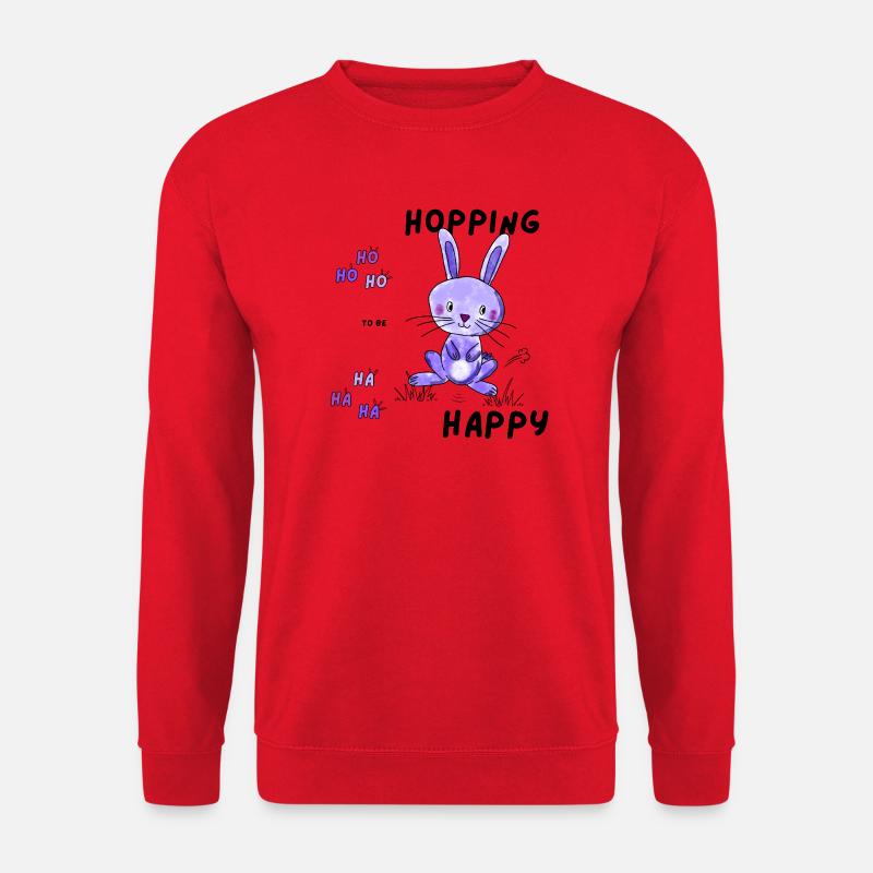Bunny_hopping_to_be_happy - Unisex Pullover - Rot