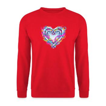 Colorful flower heart with bow tendrils - Unisex Sweatshirt - red - Front - Alina (178cm) & Michal (187cm)