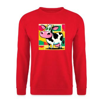Kuh - Unisex Pullover - Rot - Vorne - Alina (178cm) & Michal (187cm)