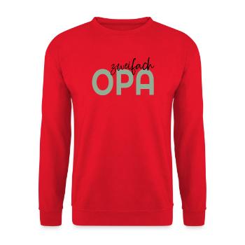 Baby Zweifach Opa - Unisex Pullover - Rot - Vorne - Alina (178cm) & Michal (187cm)