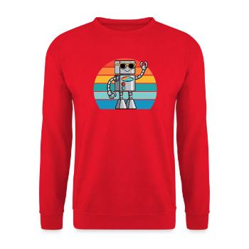 Retro Ki robot for technology lovers & robot fans - Unisex Sweatshirt - red - Front - Alina (178cm) & Michal (187cm)