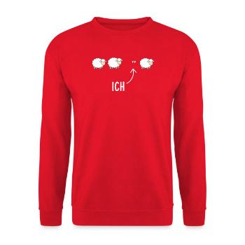  Ich Lustiges Schaf Motiv für Introvertierte - Unisex Pullover - Rot - Vorne - Alina (178cm) & Michal (187cm)